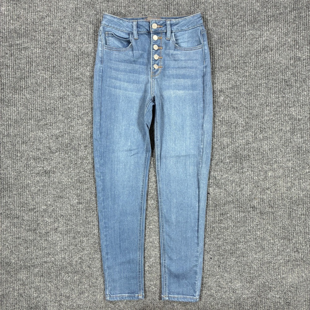 Just USA Womens Size 27 High Rise Button Fly Skinny Jeans Light Wash Stretch